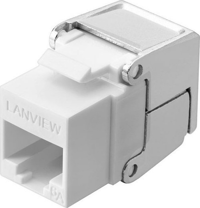 Modul rrjeti Lanview Cat6a Unshielded, flip jack RJ45, metalik me të bardhë