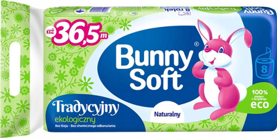 Letër higjienike Bunny Soft Unscented, 1 shtresë, 8 copë, pa aromë
