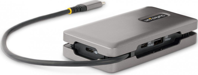 Adapter USB C StarTech.com, Multiport, 4K 60Hz, Power Delivery 100W, gri