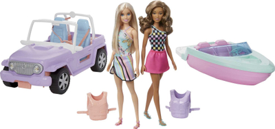 Set lodrash Barbie GXD66, 2 kukulla me xhip dhe varkë, shumëngjyrëshe pastel