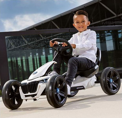 Go-kart me pedale BERG Reppy BMW, gomë EVA, ulëse që rregullohet, i bardhë