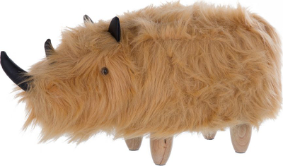 Stol lodrash WOOLLY Faux Fur, në formë kafshe, me këmbë druri, bezhë rëre