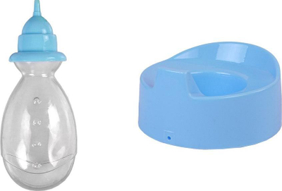 Kukull bebe Lean Sport Baby Doll, 24 cm, me biberon dhe vazon e WC-së, blu