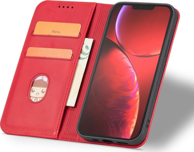 Këllëf flip Hurtel Magnet Fancy Case për iPhone 14 Plus, me portofol, funksion stand, i kuq