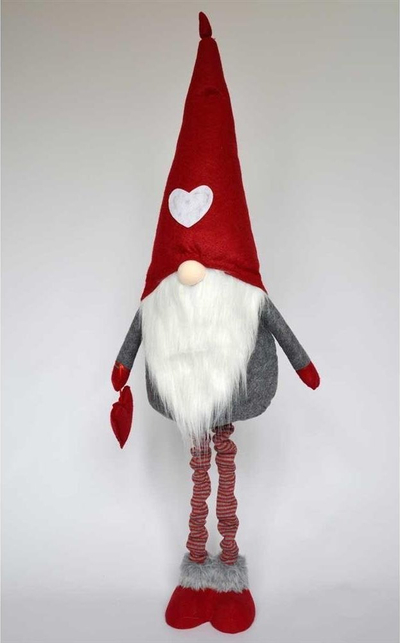 Figurë dekorative Krishtlindjesh Saska Garden Christmas, xhuxh teleskopik 90 128cm, kuqe e gri