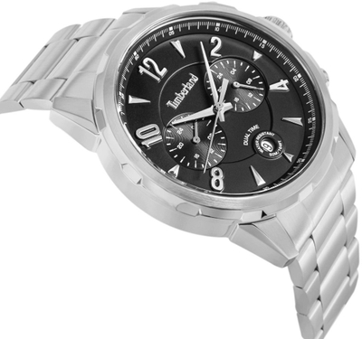 Orë burrash Timberland TDWGK0082901, kuarc, çelik inox, e argjendtë me fushë të zezë