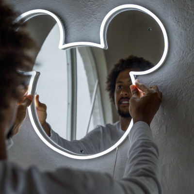 Декоративно неонско светло Yellowpop Disney Mickey Ears, 22.8 x 20 cm, USB, бела