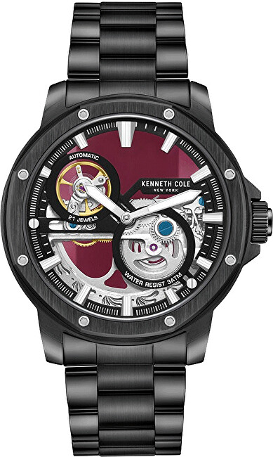 Orë për meshkuj Kenneth Cole Automatic Skeleton KCWGL0033703, e zezë