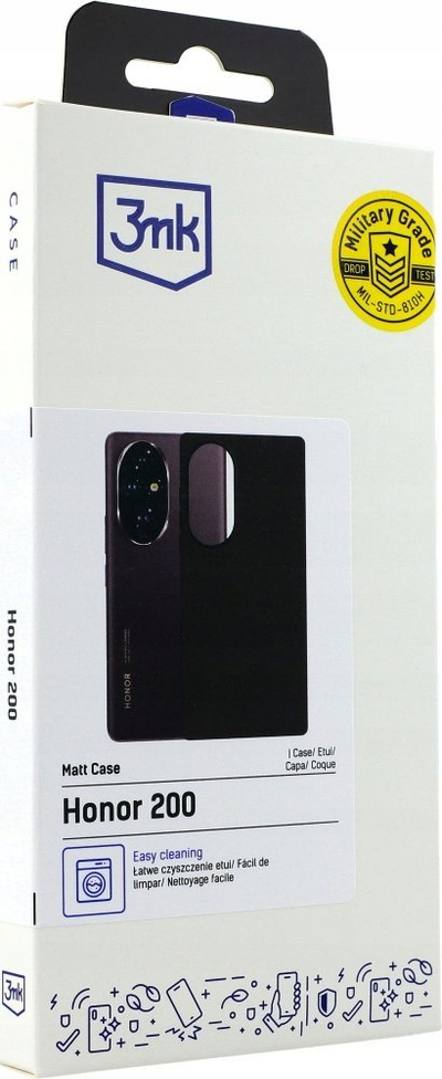 Këllëf telefoni 3MK Matt Case për Honor 200, mbrojtës, i zi