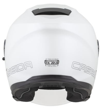 Helmetë moto Cassida Jet Tech 2.0 Solid, polikarbonat, vizor i gjatë, e bardhë e zezë gri
