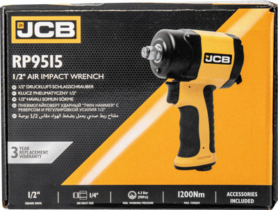 Çelës goditës pneumatik JCB RP9515, 1/2", 1200Nm, portokalli e zezë