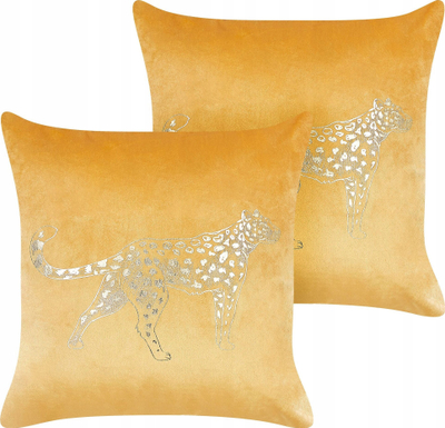 Set me jastëkë dekorativë Beliani MARULA, 45 x 45 cm, kadife, mustard e verdhë