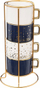 Set filxhanësh porcelani Secret de Gourmet, 4 copë, 170ml, blu dhe të bardhë