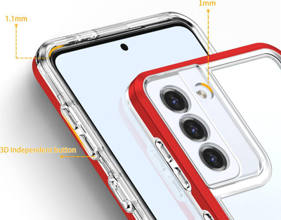 Kapak telefoni Samsung Galaxy S21 5G, hybrid armor 3 në 1, i tejdukshëm, me kornizë të kuqe