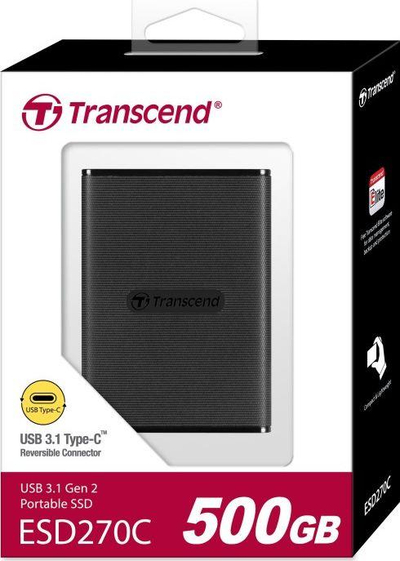Disk i jashtëm Transcend SSD ESD270C, 500 GB, i zi