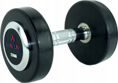 Hantel gome Spartan 7.5 kg, dorezë kundër rrëshqitjes, i zi