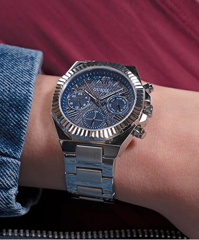 Orë goca Guess Equality GW0769L1, e argjendtë