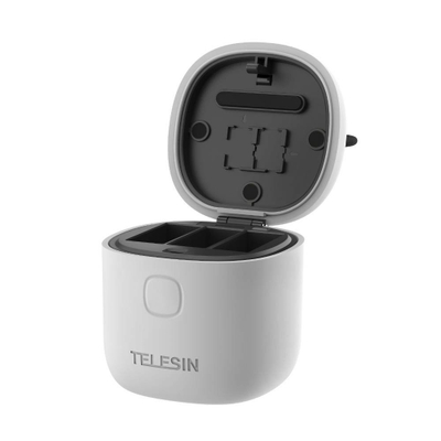 Karikues baterish Telesin Allin Box GP-BTR-904-GY, për GoPro Hero 9/10, USB-C, i bardhë