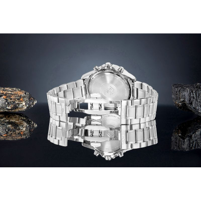 Ora burrash Giewont Chronograph GW9460-B3, safir, argjendtë me blu
