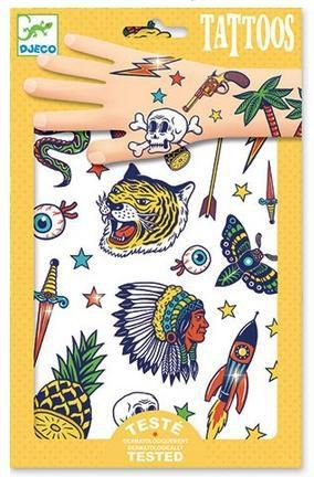 Set tatuazhesh për fëmijë Djeco Bang Bang, 2 fletë, metalike, shumëngjyrëshe