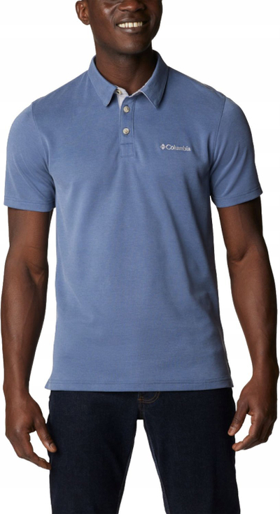 Bluzë polo Columbia Nelson Point, për burra, poliester modal, blu