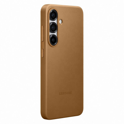 Kapak telefoni Samsung Kindsuit për Galaxy S25, lëkurë sintetike, ngjyrë kamel