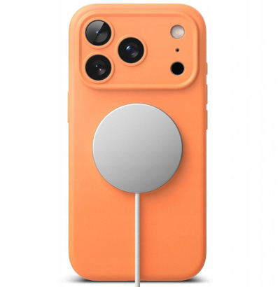 Mbulesë telefoni Ringke Silicone Magnetic MagSafe për iPhone 17 Pro Max, silikon, bie me MagSafe, portokalli