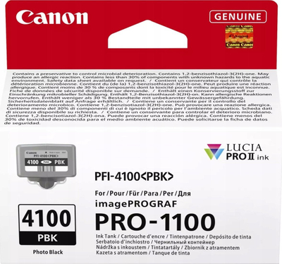 Patron boje Canon PFI-4100PBK Photo Black, për imagePROGRAF PRO-1100, e zezë