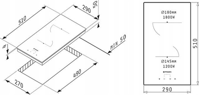 Pllakë gatimi qeramike Pyramis PHC31210FMB, 2 vatra, 3 kW, e zezë