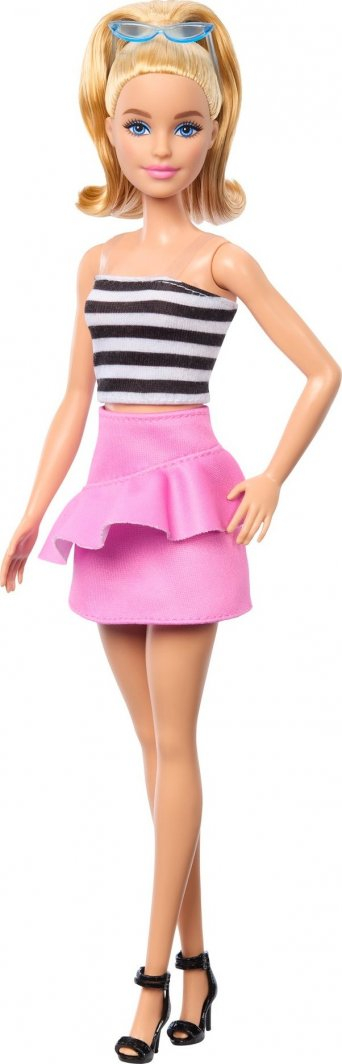 Kukull Barbie Fashionistas #213 Blonde, 32 cm, fund rozë, me syze dielli