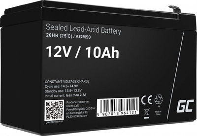 Bateri AGM Green Cell 12V 10Ah, plumb‑acid, e zezë