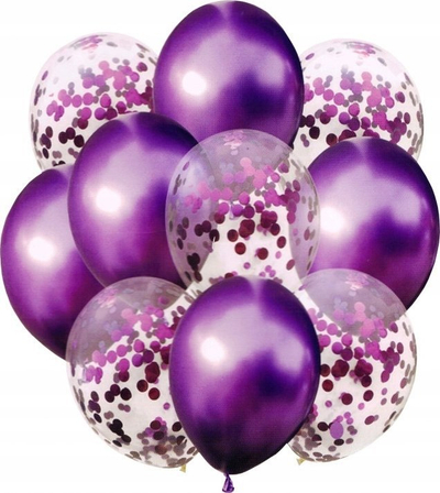 Set balonash MK TRADE, 33cm, 10 copë, lejla me konfeta