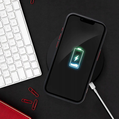 Kapak telefoni OEM Color Edge Mag Cover për iPhone 14 Pro, MagSafe, transparent me të zezë edhe të kuqe