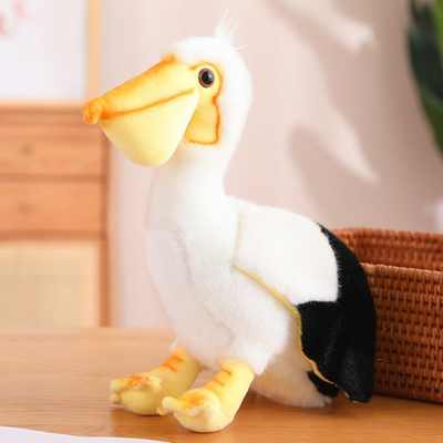 Lodër pelikan plushez maskotë, 24 cm, e bardhë