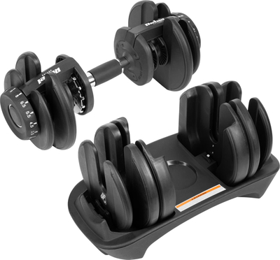 Хантерл со рачка REBEL ACTIVE, 24 kg, прилагодлив, од сиво леано железо, црна боја
