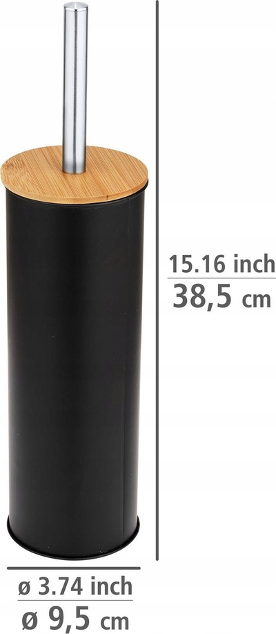 Set furçe WC Tortona, dizajn i mbyllur, çelik e bambu, i zi mat