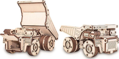 Set druri 3D EWA Eco-Wood-Art Mini Belaz, model kamion ndërtimi, montim pa ngjitës, dru natyral