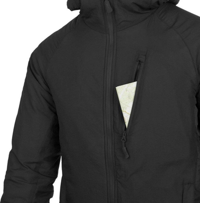 Xhaket Helikon Tex Wolfhound Hoodie Climashield, e trashë për të mbajtur ngrohtë, me kapuç, e zezë