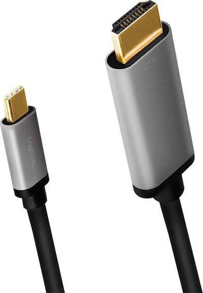 Kabllo USB LogiLink CUA0101 USB C në HDMI, 1.8 m, e zezë argjendtë