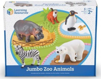 Сет фигури џамбо Learning Resources животни од зоолошка градина, 5 парчиња, многуобојни