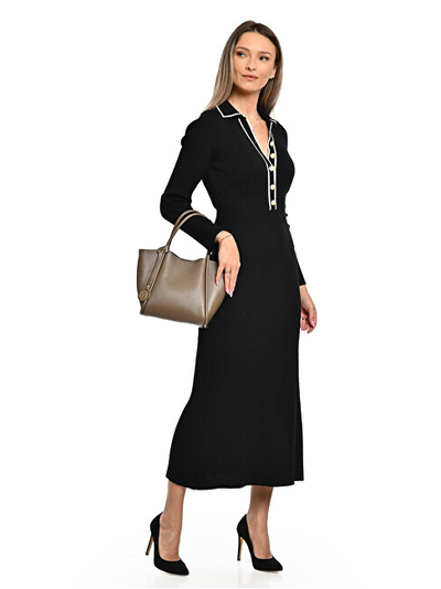Çantë dore për gra Luisa Vannini, lëkurë, elegante, e zezë