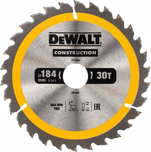 Sharrë rrethore Dewalt DT1942-QZ, 184 x 30mm