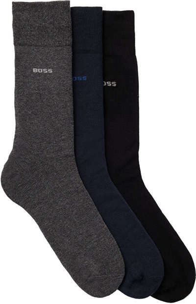 Set çorape për meshkuj Hugo Boss, 3 palë, të hirta/zeza/kaltra