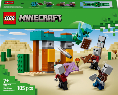 Set lodër LEGO Minecraft The Illager Desert Patrol, për aventura me ndërtim, për kalamaj, shumëngjyrësh