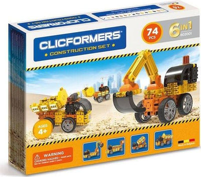 Конструкторска играчка Clicformers Construction Set, 74 парчиња, 6 во 1, разновидни бои