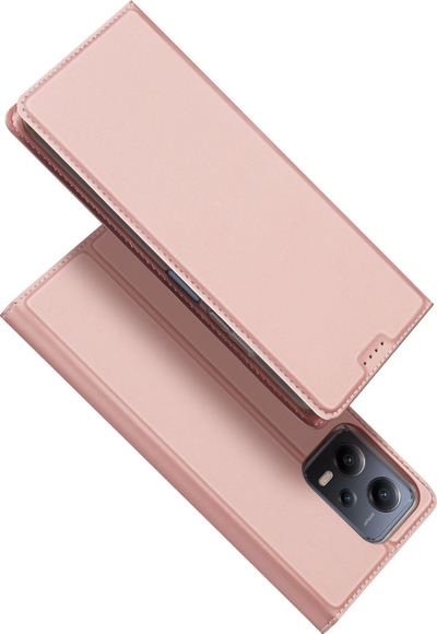 Kllëf telefoni Dux Ducis Skin Pro për Xiaomi Redmi Note 12 Pro dhe Poco X5 Pro 5G, tip libër me magnet, rozë e butë