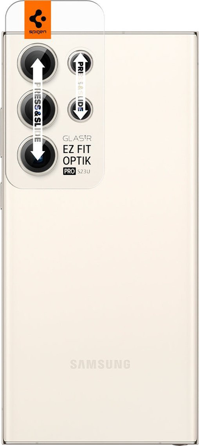Mbrojtës kamere Spigen GLAS.tR EZ Fit Optik Pro për Samsung Galaxy S23 Ultra, 2 copë, krem