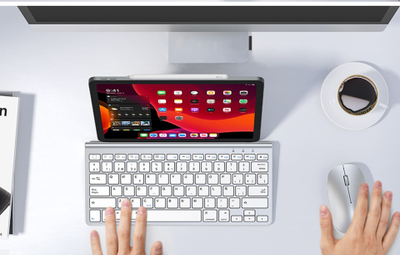 Tastierë wireless Omoton KB088, Bluetooth, me mbajtëse tableti, argjendtë