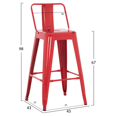Stol bari mesatar Melita-Pro 43x43x88Hcm (HM8574.44), kuqe