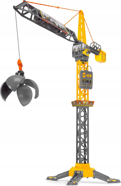 Lodër vinç Dickie Toys Mighty Crane, 110 cm, telekomandë me kabllo, i verdhë